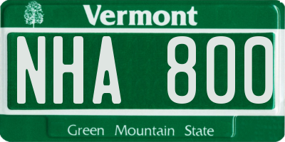 VT license plate NHA800
