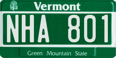 VT license plate NHA801