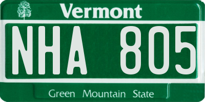 VT license plate NHA805