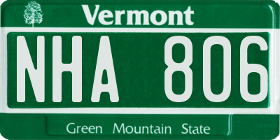 VT license plate NHA806