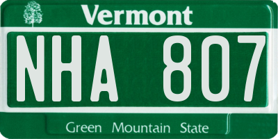 VT license plate NHA807