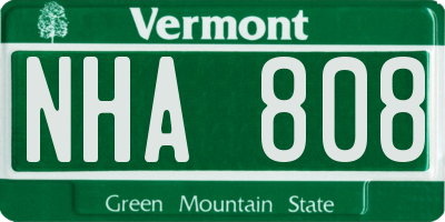 VT license plate NHA808