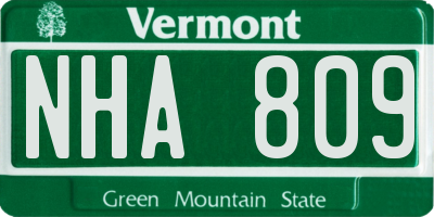 VT license plate NHA809
