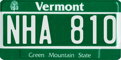 VT license plate NHA810
