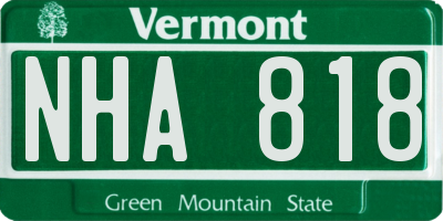 VT license plate NHA818