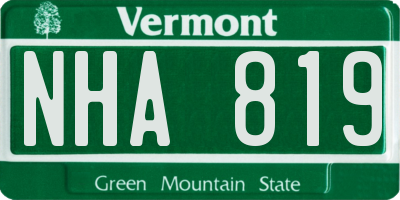 VT license plate NHA819