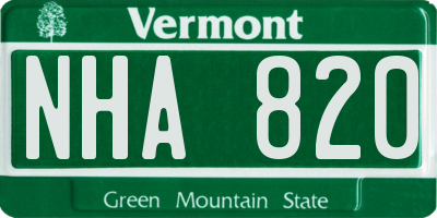 VT license plate NHA820