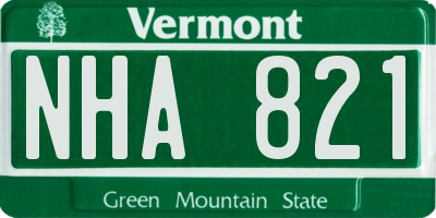 VT license plate NHA821