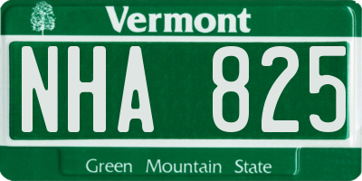 VT license plate NHA825