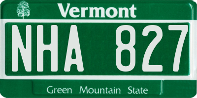 VT license plate NHA827