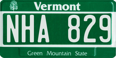 VT license plate NHA829