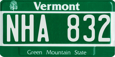 VT license plate NHA832