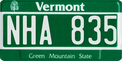 VT license plate NHA835