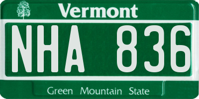 VT license plate NHA836