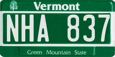 VT license plate NHA837