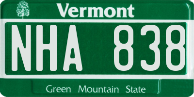 VT license plate NHA838