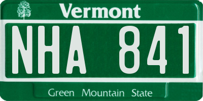 VT license plate NHA841