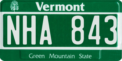 VT license plate NHA843
