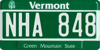 VT license plate NHA848