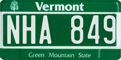VT license plate NHA849