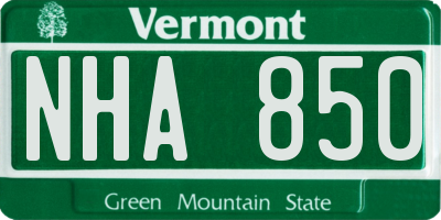 VT license plate NHA850