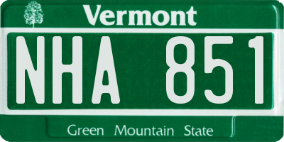 VT license plate NHA851