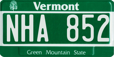 VT license plate NHA852