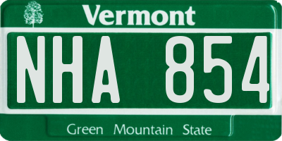 VT license plate NHA854