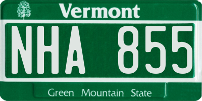 VT license plate NHA855
