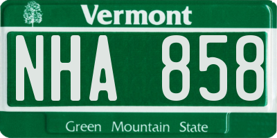 VT license plate NHA858