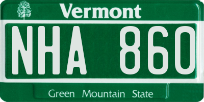 VT license plate NHA860