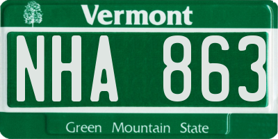 VT license plate NHA863