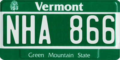 VT license plate NHA866