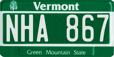 VT license plate NHA867