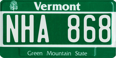 VT license plate NHA868