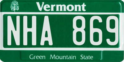 VT license plate NHA869