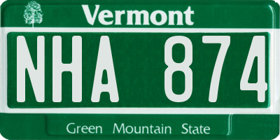 VT license plate NHA874