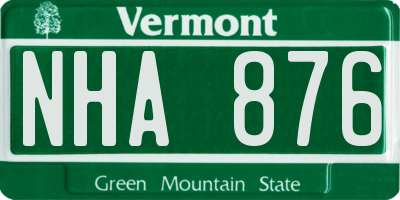 VT license plate NHA876