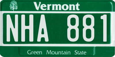 VT license plate NHA881
