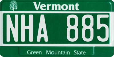 VT license plate NHA885