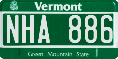 VT license plate NHA886