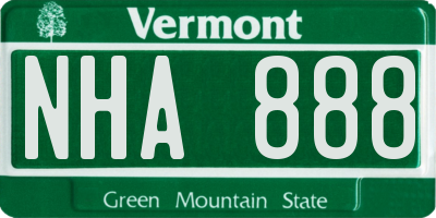 VT license plate NHA888