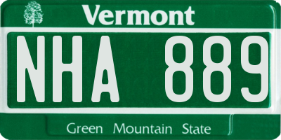 VT license plate NHA889