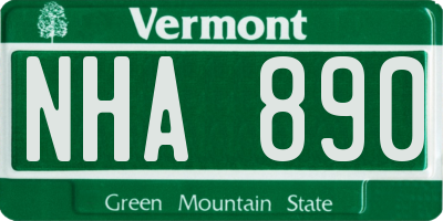 VT license plate NHA890