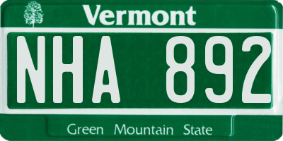 VT license plate NHA892