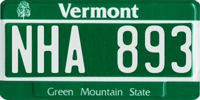 VT license plate NHA893