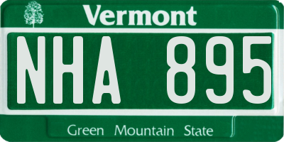 VT license plate NHA895