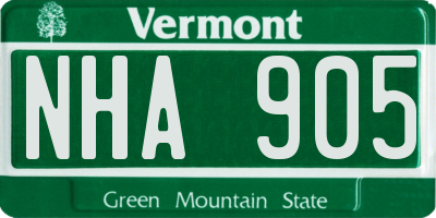 VT license plate NHA905