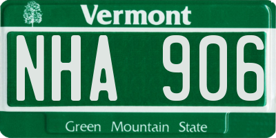 VT license plate NHA906