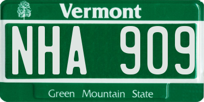 VT license plate NHA909